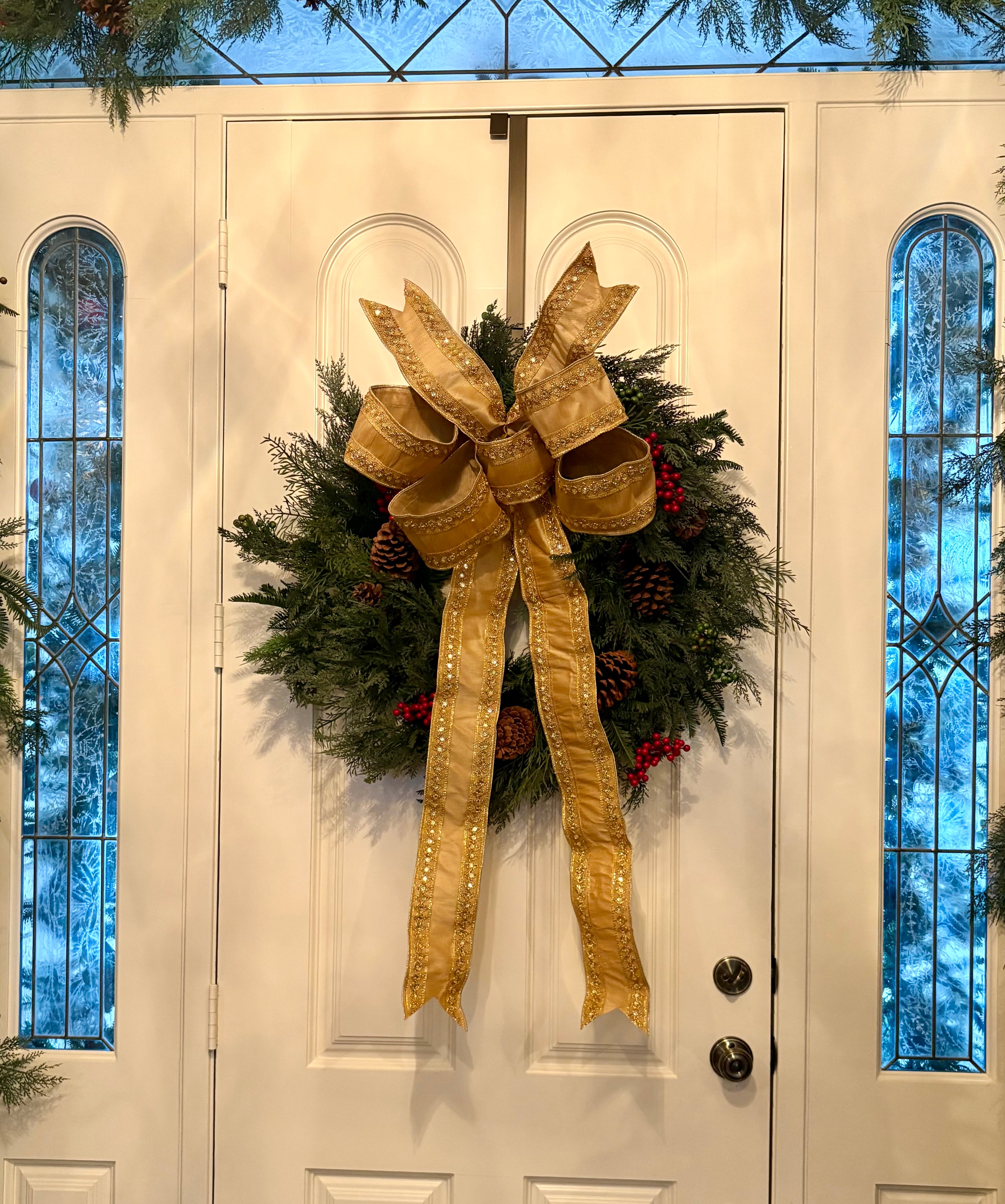 Antique Gold Rhinestone Bows (Large Matching Pair)