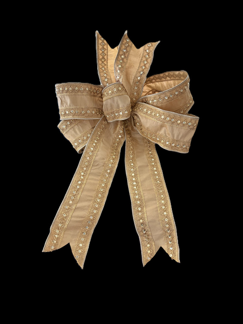 Antique Gold Rhinestone Bow