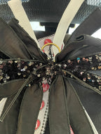 Black Sequin, White Sparkle, and "Love Hearts" Valentines Bow