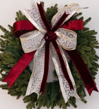 Burgundy and Platinum Sparkle Bow