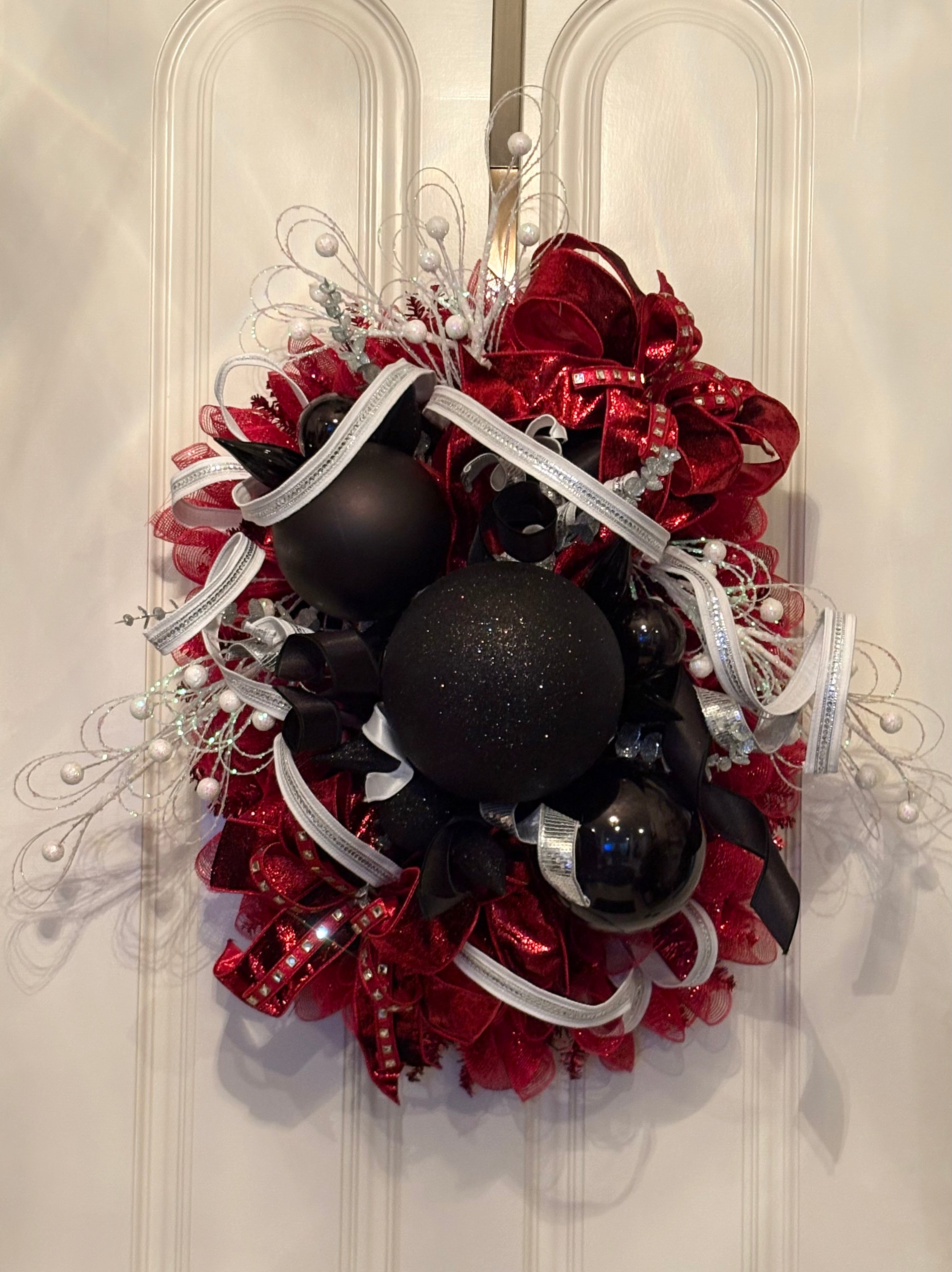 Red Black and White Glam Wreath