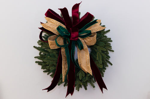 Antique Gold Rhinestone Burgundy and Green Bow