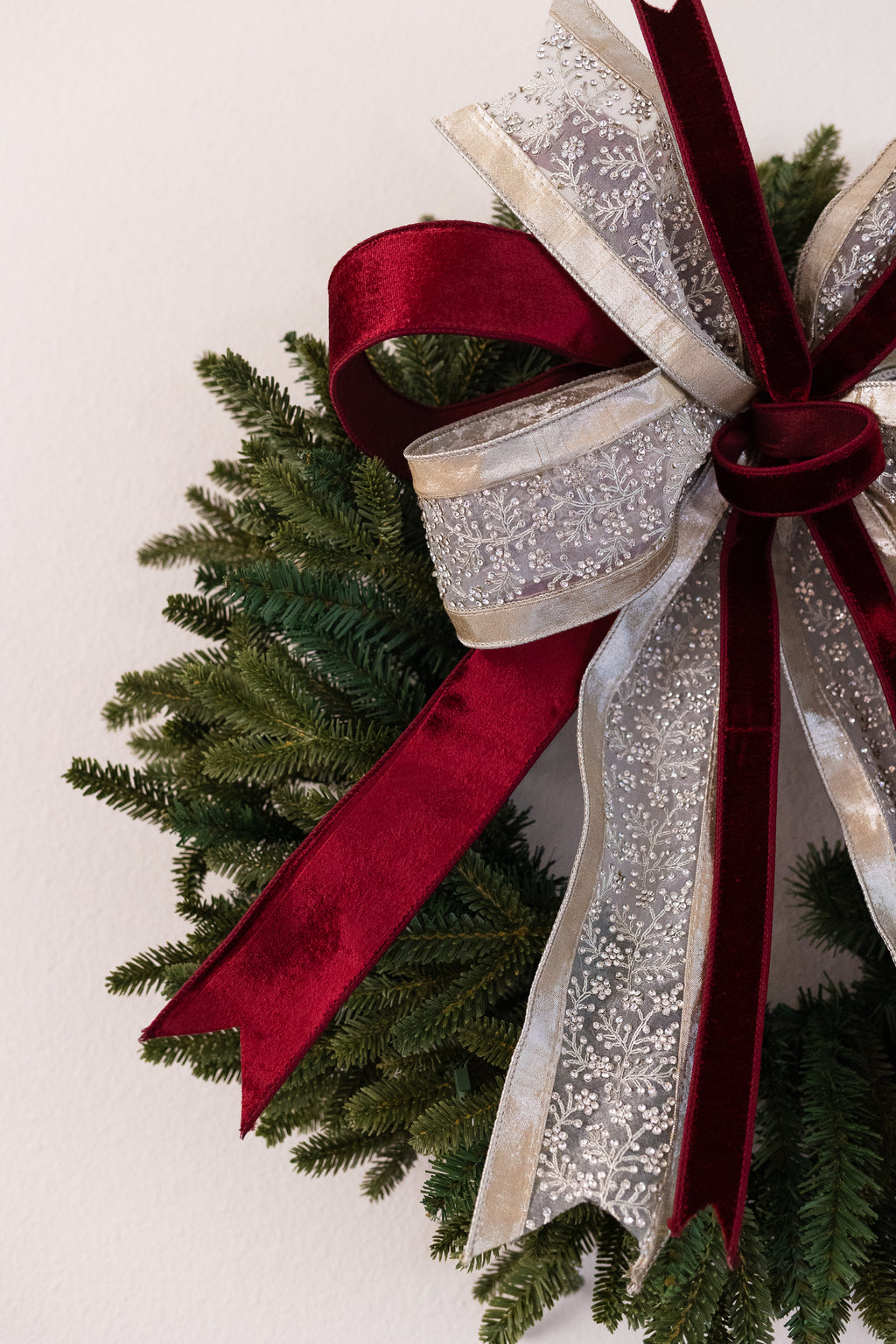 Burgundy and Platinum Sparkle Bow